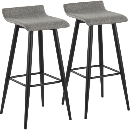 Ale 29" Bar Stool in Grey Fabric & Black Steel (Set of 2)